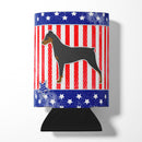 USA Patriotic German Pinscher Can or Bottle Hugger Cooler Sleeve for Standard 12 oz Cans, Insulated Foam Beer & Soda Can Hugger Reusable