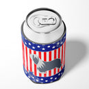 USA Patriotic Bearded Collie Can or Bottle Hugger Cooler Sleeve for Standard 12 oz Cans, Insulated Foam Beer & Soda Can Hugger Reusable