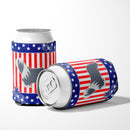 USA Patriotic Bearded Collie Can or Bottle Hugger Cooler Sleeve for Standard 12 oz Cans, Insulated Foam Beer & Soda Can Hugger Reusable