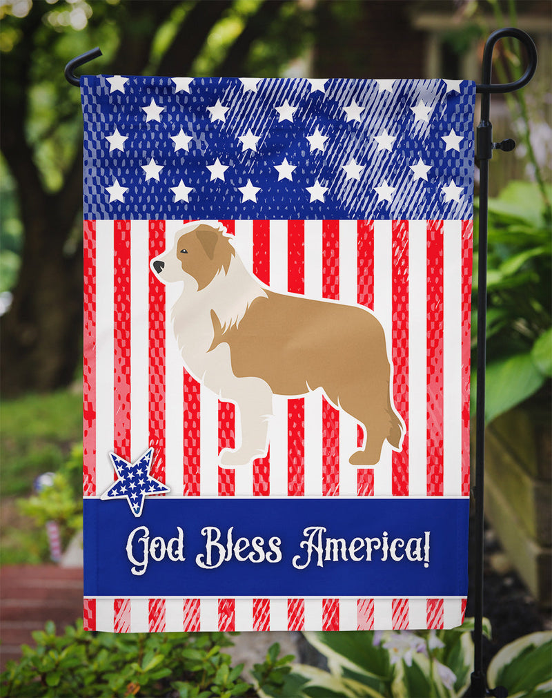 USA Patriotic Red Border Collie Flag Garden Size BB3322GF