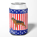 USA Patriotic German Shepherd Can or Bottle Hugger Cooler Sleeve for Standard 12 oz Cans, Insulated Foam Beer & Soda Can Hugger Reusable