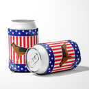 USA Patriotic German Shepherd Can or Bottle Hugger Cooler Sleeve for Standard 12 oz Cans, Insulated Foam Beer & Soda Can Hugger Reusable