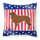 USA Patriotic Portuguese Sheepdog Dog Decorative Throw Pillow 18x18 Indoor Outdoor Accent Cushion, Fabric Cover with Insert for Sofa, Bed, Porch & Living Room