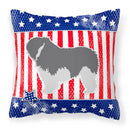 USA Patriotic Polish Lowland Sheepdog Dog Decorative Throw Pillow 18x18 Indoor Outdoor Accent Cushion, Fabric Cover with Insert for Sofa, Bed, Porch & Living Room