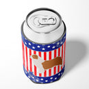 USA Patriotic Australian Shepherd Dog Can or Bottle Hugger Cooler Sleeve for Standard 12 oz Cans, Insulated Foam Beer & Soda Can Hugger Reusable