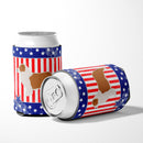 USA Patriotic Australian Shepherd Dog Can or Bottle Hugger Cooler Sleeve for Standard 12 oz Cans, Insulated Foam Beer & Soda Can Hugger Reusable
