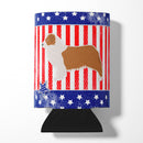 USA Patriotic Australian Shepherd Dog Can or Bottle Hugger Cooler Sleeve for Standard 12 oz Cans, Insulated Foam Beer & Soda Can Hugger Reusable
