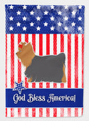 USA Patriotic Yorkshire Terrier Yorkie House Flag 28x40 Porch Sleeve Pole Decorative Outside Yard Banner Artwork Wall Hanging, Polyester
