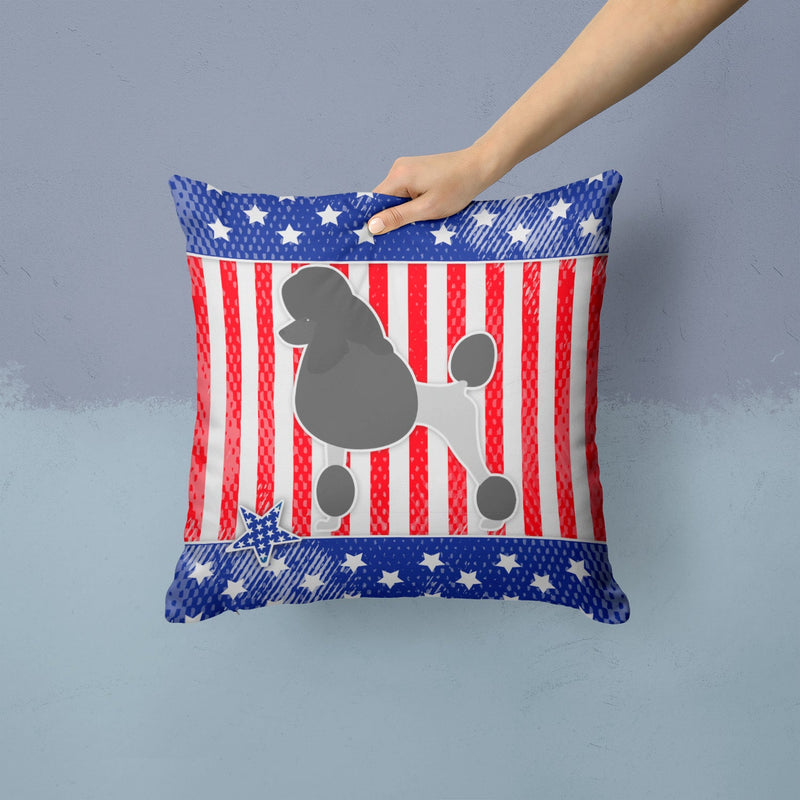 USA Patriotic Poodle Fabric Decorative Pillow BB3339PW1414