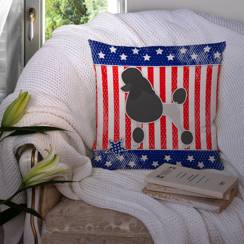 USA Patriotic Poodle Fabric Decorative Pillow BB3339PW1414