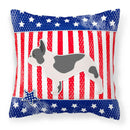 USA Patriotic French Bulldog Decorative Throw Pillow 18x18 Indoor Outdoor Accent Cushion, Fabric Cover with Insert for Sofa, Bed, Porch & Living Room