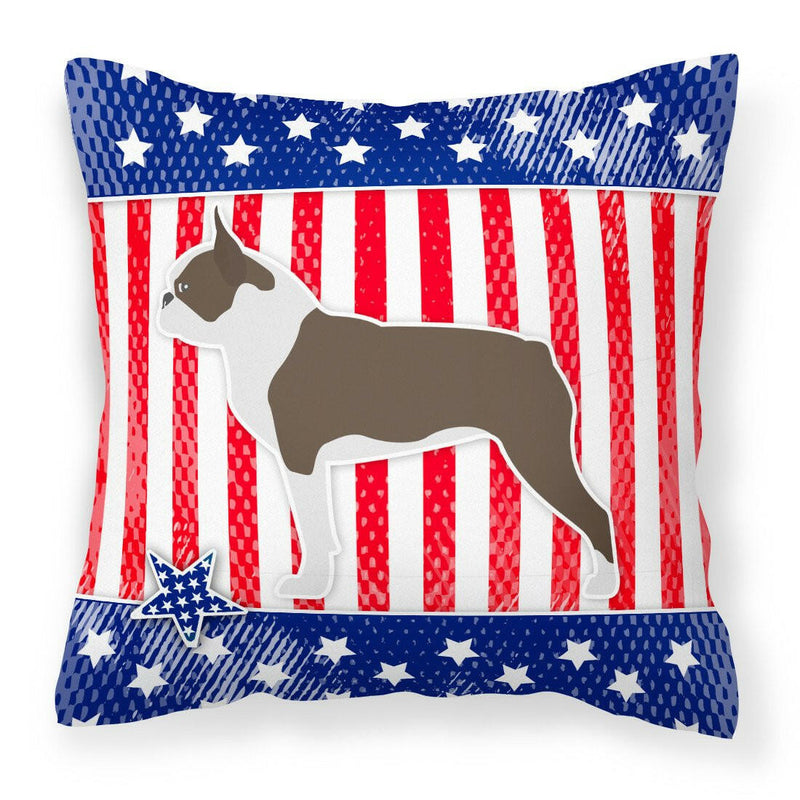 USA Patriotic Boston Terrier Fabric Decorative Pillow BB3344PW1818