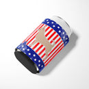 USA Patriotic Chihuahua Can or Bottle Hugger Cooler Sleeve for Standard 12 oz Cans, Insulated Foam Beer & Soda Can Hugger Reusable