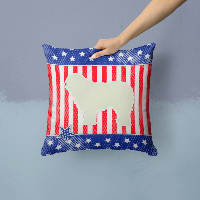 USA Patriotic Komondor Fabric Decorative Pillow BB3355PW1414