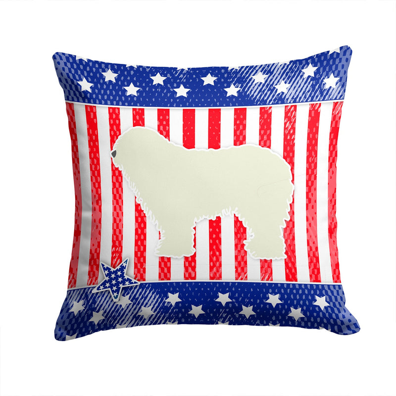 USA Patriotic Komondor Fabric Decorative Pillow BB3355PW1414