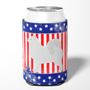 USA Patriotic Samoyed Can or Bottle Hugger Cooler Sleeve for Standard 12 oz Cans, Insulated Foam Beer & Soda Can Hugger Reusable