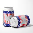 USA Patriotic Samoyed Can or Bottle Hugger Cooler Sleeve for Standard 12 oz Cans, Insulated Foam Beer & Soda Can Hugger Reusable