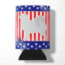 USA Patriotic Samoyed Can or Bottle Hugger Cooler Sleeve for Standard 12 oz Cans, Insulated Foam Beer & Soda Can Hugger Reusable