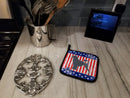 USA Patriotic Portuguese Water Dog Pot Holder Set of 2 Heat Resistant Quilted Hot Pads 7.5 x 7.5 Inch, Insulated Kitchen Trivets for Cooking & Baking