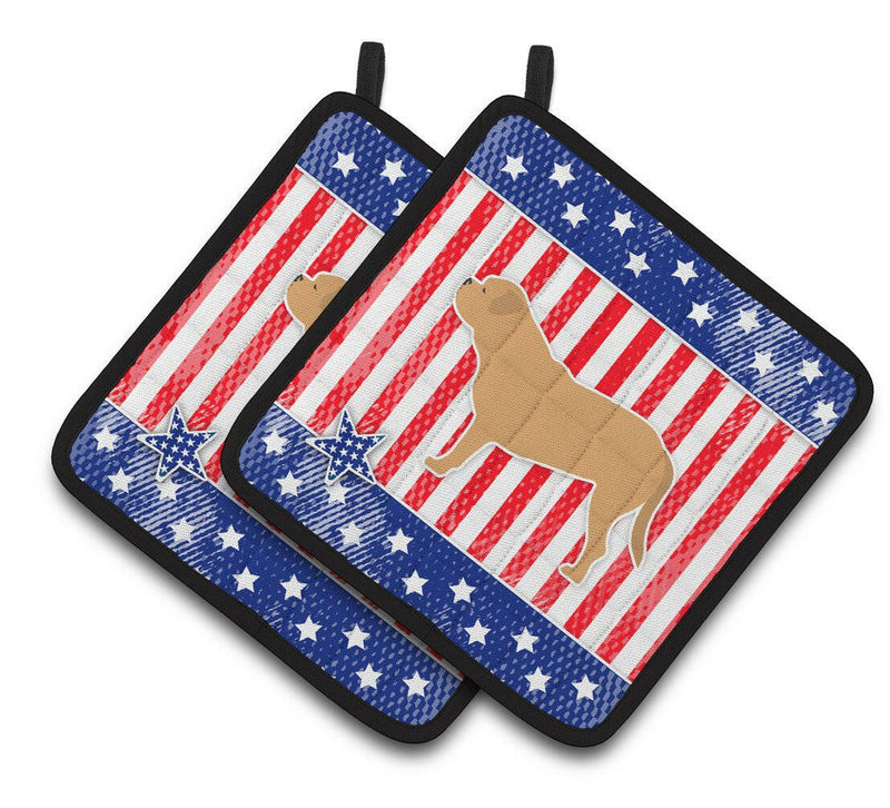 USA Patriotic Dogue de Bordeaux Pair of Pot Holders BB3370PTHD