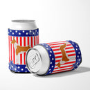 USA Patriotic Basenji Can or Bottle Hugger Cooler Sleeve for Standard 12 oz Cans, Insulated Foam Beer & Soda Can Hugger Reusable