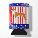 USA Patriotic Basenji Can or Bottle Hugger Cooler Sleeve for Standard 12 oz Cans, Insulated Foam Beer & Soda Can Hugger Reusable