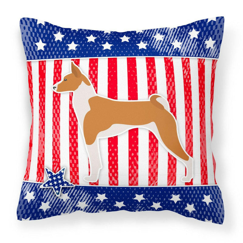 USA Patriotic Basenji Fabric Decorative Pillow BB3374PW1818