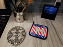 USA Patriotic Anatolian Shepherd Pot Holder Set of 2 Heat Resistant Quilted Hot Pads 7.5 x 7.5 Inch, Insulated Kitchen Trivets for Cooking & Baking