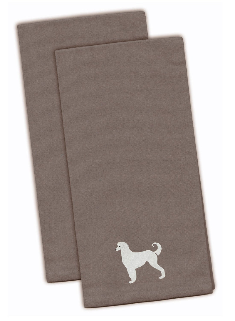 Afghan Hound Embroidered Kitchen Towels - Gray Decorative Dish Towels - Set of 2 BB3406GYTWE