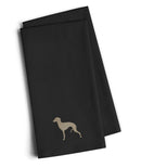 Italian Greyhound Black Embroidered Towel Set of 2 Decorative Bathroom Guest Hand Towel for Hand, Face, Tea, Dishcloth, 19 X 25, Black