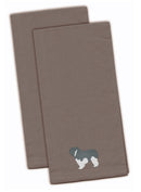 Polish Lowland Sheepdog Dog Gray Embroidered Towel Set of 2
