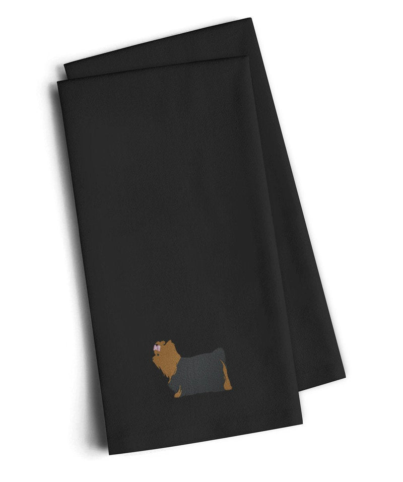 Yorkshire Terrier Yorkie Black Embroidered Kitchen Towel Set of 2 BB3434BKTWE