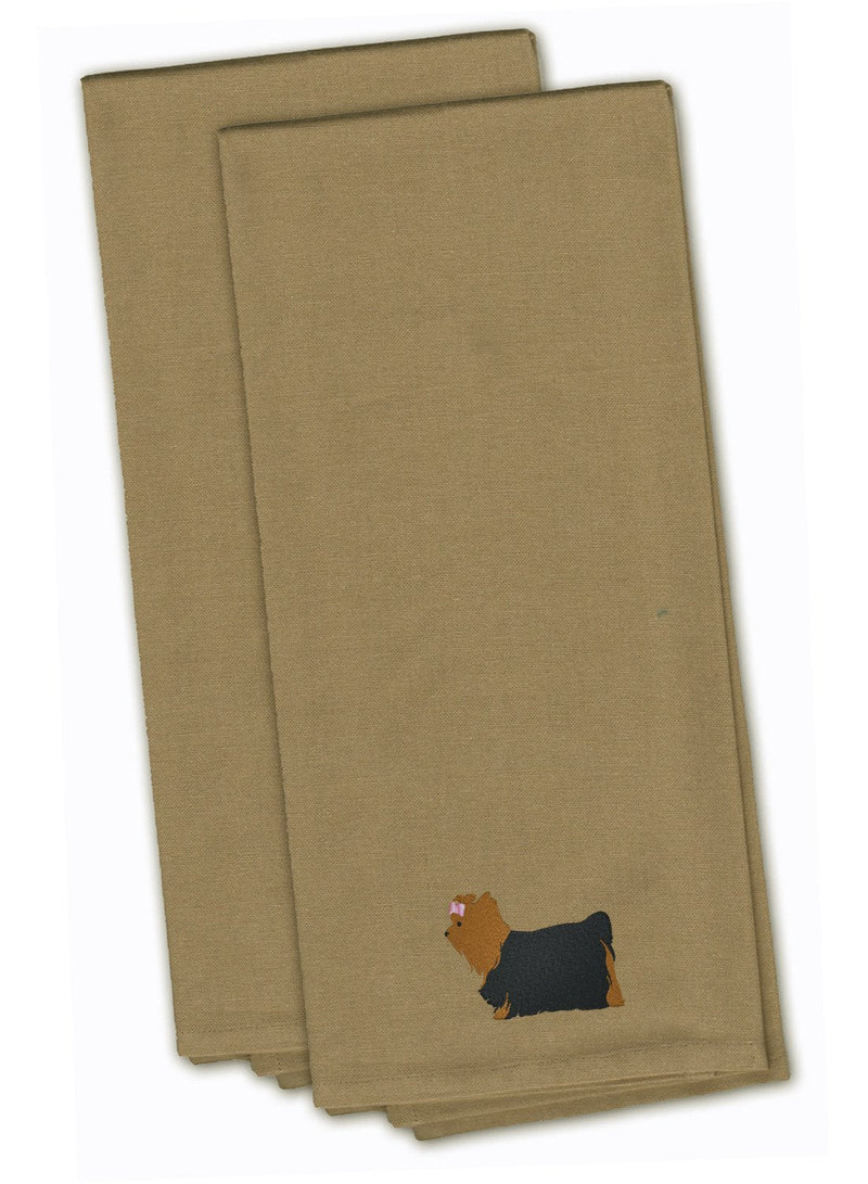 Yorkshire Terrier Yorkie Tan Embroidered Kitchen Towel Set of 2 BB3434TNTWE