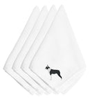 Boston Terrier Embroidered Cloth Napkins, Set of 4, Decorative Table Linens, Reusable Napkins BB3444NPKE