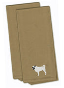 Pug Tan Embroidered Towel Set of 2 Decorative Bathroom Guest Hand Towel for Hand, Face, Tea, Dishcloth, 19 X 25, Tan