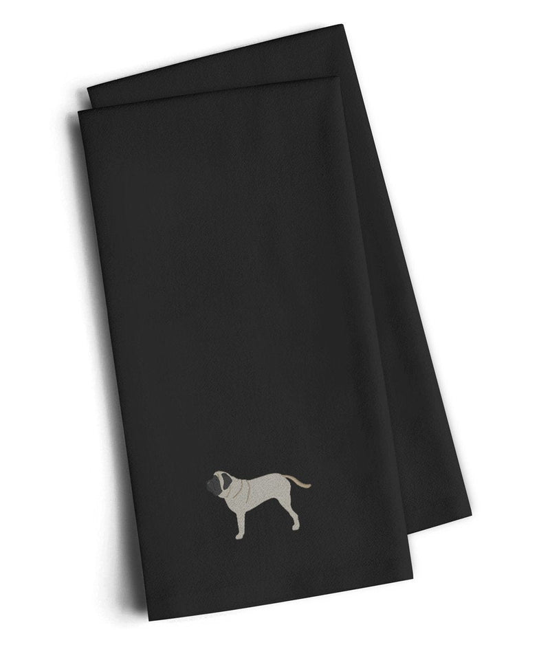 English Mastiff Black Embroidered Kitchen Towel Set of 2 BB3456BKTWE