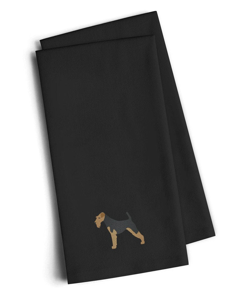 Airedale Terrier Black Embroidered Kitchen Towel Set of 2 BB3457BKTWE