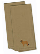 Belgian Shepherd Tan Embroidered Towel Set of 2 Decorative Bathroom Guest Hand Towel for Hand, Face, Tea, Dishcloth, 19 X 25, Tan
