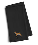 Basenji Black Embroidered Towel Set of 2 Decorative Bathroom Guest Hand Towel for Hand, Face, Tea, Dishcloth, 19 X 25, Black