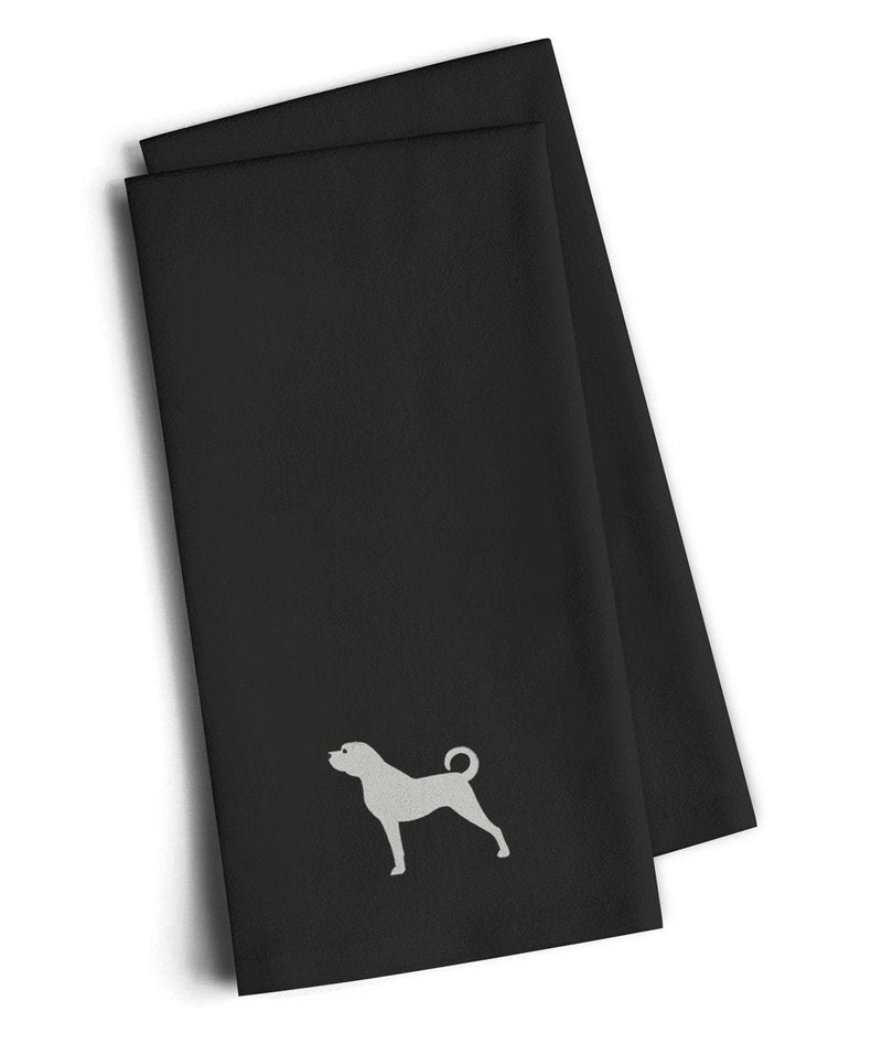 Anatolian Shepherd Black Embroidered Kitchen Towel Set of 2 BB3477BKTWE