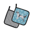 Winter Snowflake English Setter Pot Holder Set of 2 Heat Resistant Quilted Hot Pads 7.5 x 7.5 Inch, Insulated Kitchen Trivets for Cooking & Baking