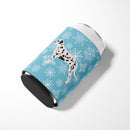 Winter Snowflake Dalmatian Can or Bottle Hugger Cooler Sleeve for Standard 12 oz Cans, Insulated Foam Beer & Soda Can Hugger Reusable