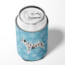 Winter Snowflake Dalmatian Can or Bottle Hugger Cooler Sleeve for Standard 12 oz Cans, Insulated Foam Beer & Soda Can Hugger Reusable