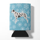 Winter Snowflake Dalmatian Can or Bottle Hugger Cooler Sleeve for Standard 12 oz Cans, Insulated Foam Beer & Soda Can Hugger Reusable