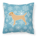 Winter Snowflake Border Terrier Decorative Throw Pillow 18x18 Indoor Outdoor Accent Cushion, Fabric Cover with Insert for Sofa, Bed, Porch & Living Room