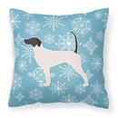 Winter Snowflake English Pointer Decorative Throw Pillow 18x18 Indoor Outdoor Accent Cushion, Fabric Cover with Insert for Sofa, Bed, Porch & Living Room
