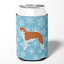 Winter Snowflake Borzoi Russian Greyhound Can or Bottle Hugger Cooler Sleeve for Standard 12 oz Cans, Insulated Foam Beer & Soda Can Hugger Reusable