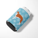 Winter Snowflake Borzoi Russian Greyhound Can or Bottle Hugger Cooler Sleeve for Standard 12 oz Cans, Insulated Foam Beer & Soda Can Hugger Reusable