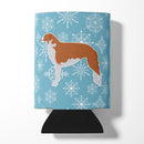 Winter Snowflake Borzoi Russian Greyhound Can or Bottle Hugger Cooler Sleeve for Standard 12 oz Cans, Insulated Foam Beer & Soda Can Hugger Reusable