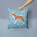 Winter Snowflake Borzoi Russian Greyhound Decorative Throw Pillow 14x14 Indoor Outdoor Accent Cushion, Fabric Cover with Insert for Sofa, Bed, Porch & Living Room